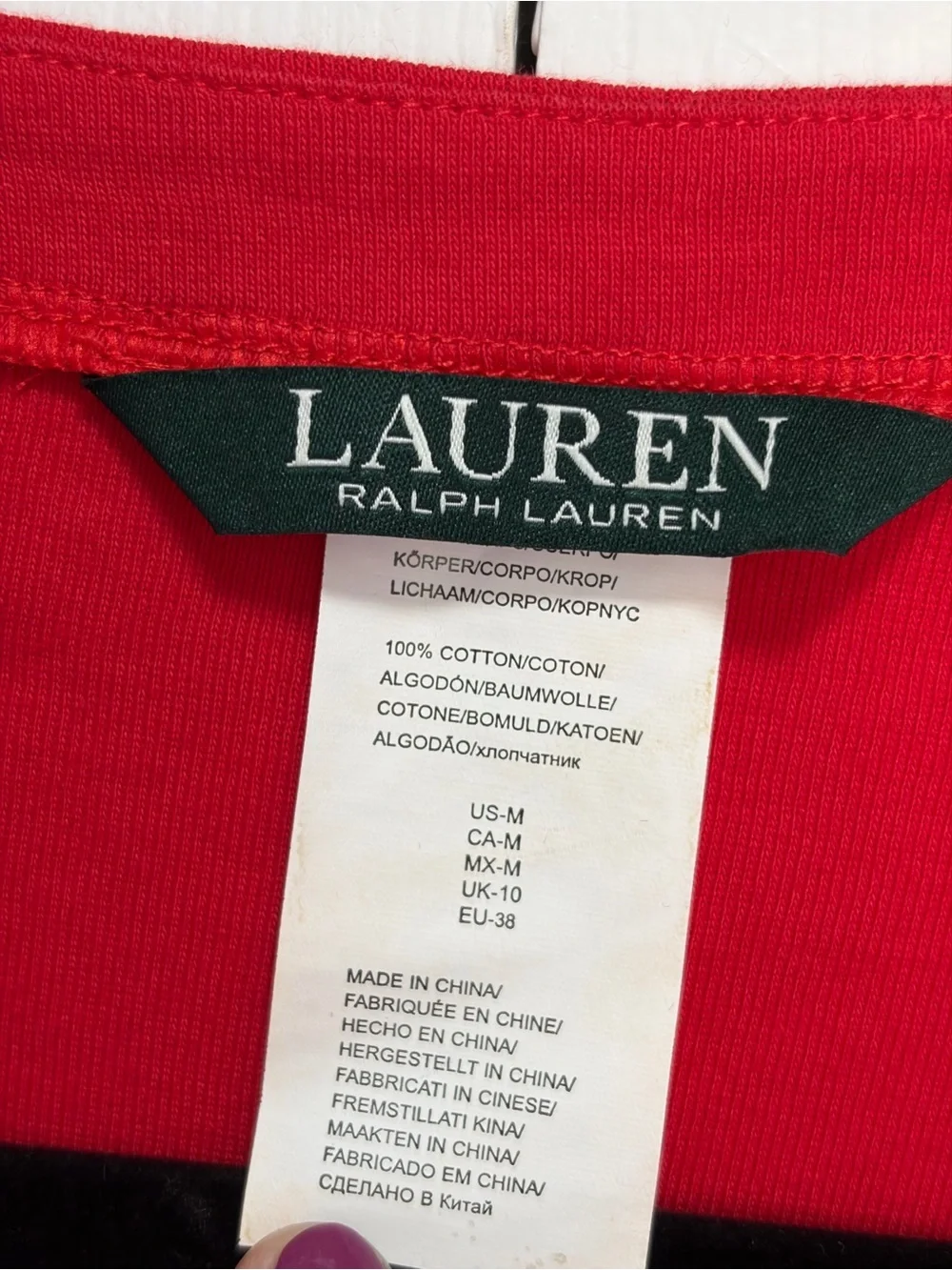 Lauren Ralph Lauren Red dress coverup with pockets M gold side buttons